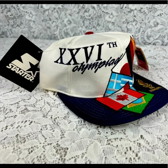 Vintage 1996 Olympics Atlanta STARTER World Flags Snapback Hat NWT Retro - Picture 1 of 8